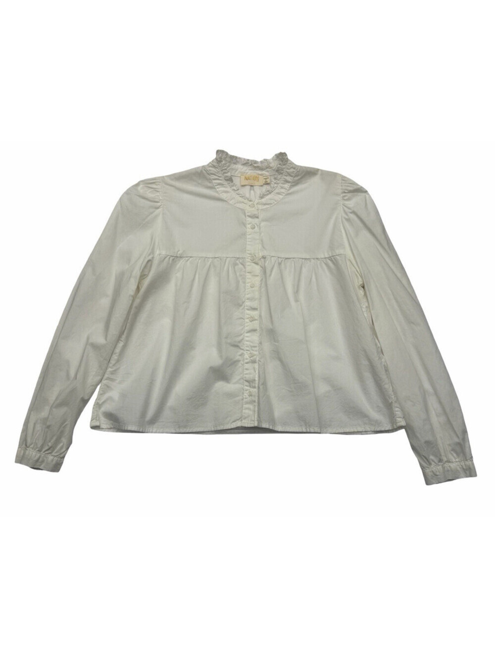 Nation Los Angeles Chantelle Ruffle Victorian Cropped Blouse Ivory Size S